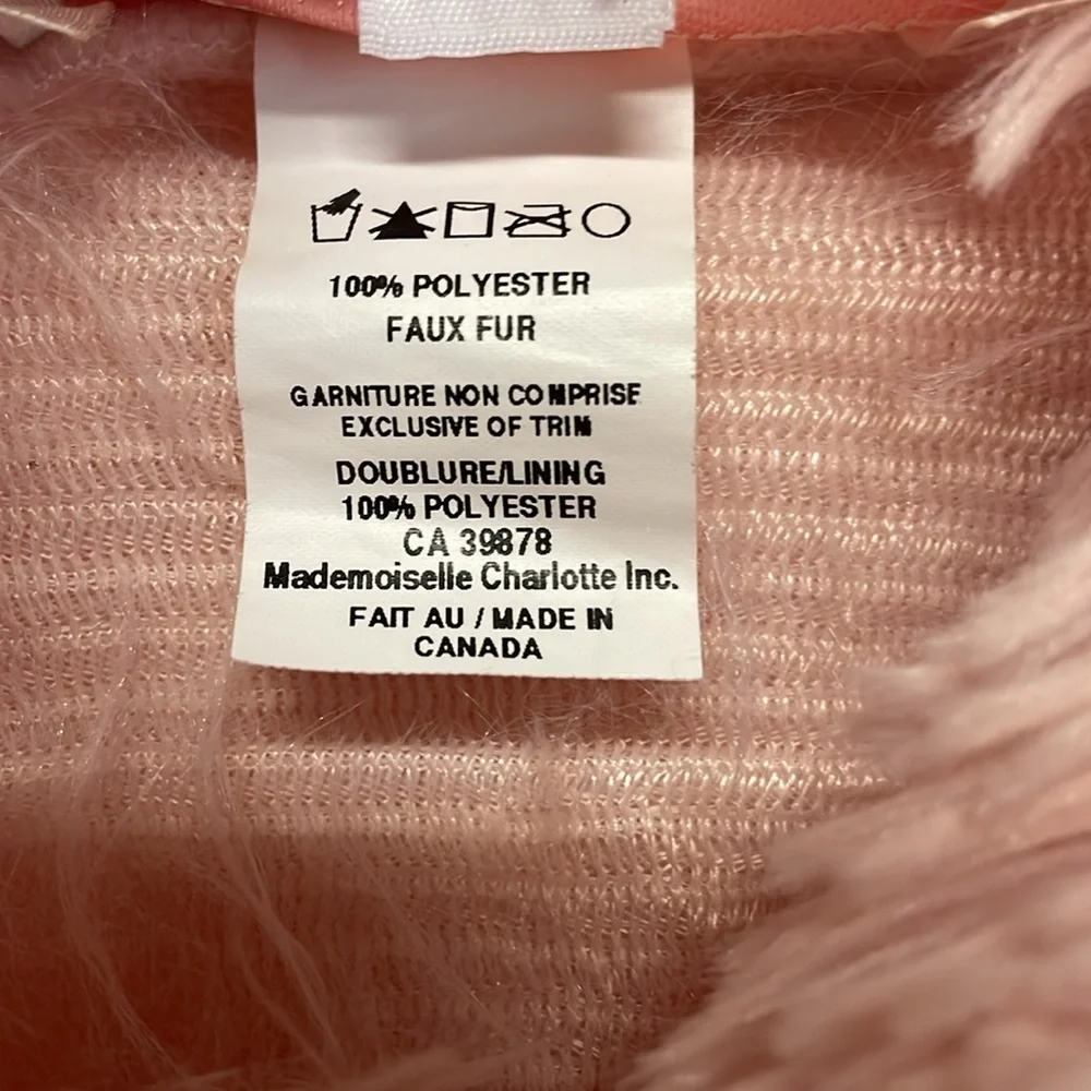 Mademoiselle Charlotte‎ Pink Faux Fur Cropped Jacket Girls Sz 7